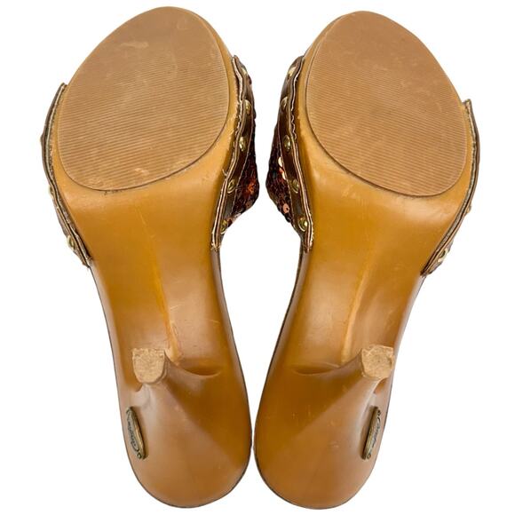 Candie's Vintage Faux Leather Sequin Clog Open Toe Stilleto Sandals 7.5 Boho y2k - Picture 13 of 13